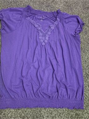 Y2K purple baby tee with floral design